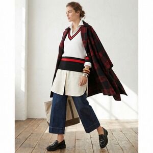 Ralph Lauren Womens Y2K White V-Neck Sweater Large Preppy‎ Academia Varsity Lux